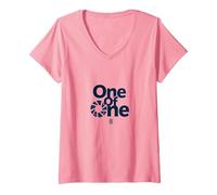 One of One : Déclaration d'identité Unique pour Les particuliers T-Shirt avec Col en V, Femme, Rose, S
