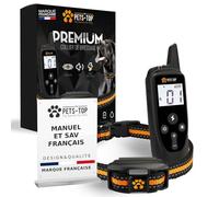 One PETS-TOP Collier De Dressage pour Chien, Portée de 1000m, Mode Vibration, Son, Simulation Electrostatique de 0à 99, IPX67 Résistant à L’Eau, Petit et Gros Chien, Anti-aboiement