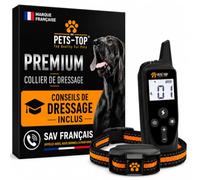One PETS-TOP Collier De Dressage pour Chien, Portée de 3000m, Mode Vibration, Son, Choc Statique de 0 à 99, IPX67 Résistant à L’Eau, Petit et Gros Chien, Anti-aboiement