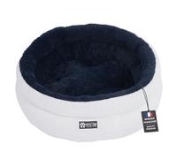 One PETS-TOP Coussin Chat Fluffy (Blanc Bleu, 60 cm) | Panier Chat Petit Chien Doux et Confortable - Antistress - Apaisant Rond et Chaud