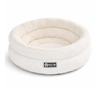 One PETS-TOP Coussin Chat Fluffy (Blanc Royal, 50 cm) | Panier Chat Petit Chien Doux et Confortable - Antistress - Apaisant Rond et Chaud