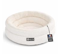 One PETS-TOP Coussin Chat Fluffy (Blanc Royal 60 cm) | Panier Chat Petit Chien Doux et Confortable - Antistress - Apaisant Rond et Chaud
