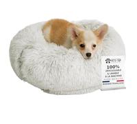 One PETS-TOP Lit pour Chat, Coussin Chien Dehoussable, Panier Petit Chien Rond Lavable, Forme Donut, Matelas Apaisant Anti Stress 50cm Gris