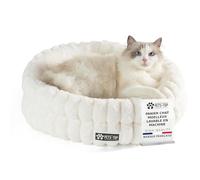 One PETS-TOP Panier Chat Moelleux - Coussin Chat ou Petit Chien Doux et Confortable - Cat Bed Antistress - Couchage Apaisant Rond et Chaud (Blanc, 50 cm)