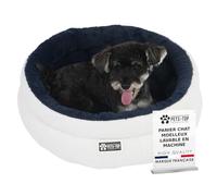 One PETS-TOP Panier Chat Moelleux - Coussin Chat ou Petit Chien Doux et Confortable - Cat Bed Antistress - Couchage Apaisant Rond et Chaud (Bleu Blanc, 60 cm)