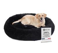 One PETS-TOP Panier Chien XXL (115 cm Noir) | Entièrement Déhoussable Lavable Fermetures YKK, Rond Donut Anti-Stress, Coussin Fibre PP et Mousse 2,5 cm, Antidérapant