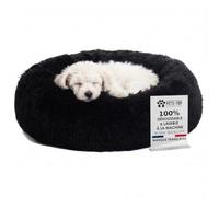 One PETS-TOP Panier Petit Chien Rond (60cm Noir) | Entièrement Déhoussable Lavable Fermetures YKK, Rond Donut Anti-Stress, Coussin Fibre PP et Mousse 2,5 cm, Antidérapant