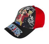 One Piece Casquette de baseball pour enfant - 2 designs avec Ruffy & Chapeau de paille - Taille réglable (54-56 cm) - Merch officiel Anime - Casquette en coton avec visière, rouge, 54