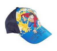 One Piece Casquette de baseball pour enfant - 2 designs avec Ruffy & Chapeau de paille - Taille réglable (54-56 cm) - Merch officiel Anime - Casquette en coton avec visière, bleu, 56