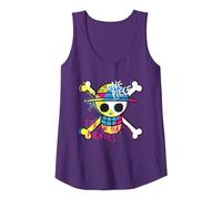 One Piece Chapeau de Paille Pirates Logo Couleur Singe D Luffy Débardeur, Femme, Violet, L