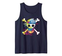One Piece Chapeau de Paille Pirates Logo Couleur Singe D Luffy Débardeur, Homme, Bleu Marine, S