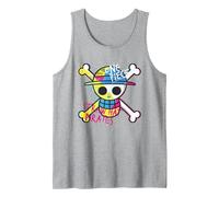 One Piece Chapeau de Paille Pirates Logo Couleur Singe D Luffy Débardeur, Homme, Gris Chiné, S