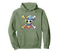 One Piece Chapeau de Paille Pirates Logo Couleur Singe D Luffy Sweat à Capuche, Unisexe pour Adultes, Vert Sauge, XXL