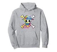One Piece Chapeau de Paille Pirates Logo Couleur Singe D Luffy Sweat à Capuche, Unisexe pour Adultes, Gris Chiné, XL