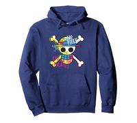 One Piece Chapeau de Paille Pirates Logo Couleur Singe D Luffy Sweat à Capuche, Unisexe pour Adultes, Bleu Marine, S