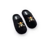 One Piece Chaussons mules noirs à logo pour garçons d'intérieur design dessin animé pour enfants | Chaussons confortables | Idéal pour se détendre | Produits dérivés