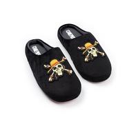 One Piece Chaussons mules noirs avec logo Piece d'intérieur pour homme | Motif personnage de dessin animé | Faciles à enfiler Idéales pour se détendre à la maison