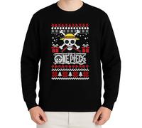One Piece Christmas Skull - Vêtement de Noël festif - Idée cadeau - Joyeux Noël - Motif Père Noël - Pull d'hiver, Noir , 3XL