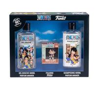 One Piece Coffret Amande Douce - 1 Gel Douche, 1 Shampooing et 1 Figurine Funko Pop Exclusive - Set de Douche 96% d’Origine Naturelle - Yuka Excellent - Idée Cadeau Enfant et Adulte - Corps & Cheveux