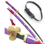 One Piece Epee en Bois Katana Enma Sabre Zoro Katana Meito Violet Edition + Ceinturon Noir Porte Epee Ceinture Décoration