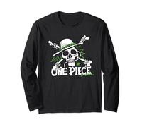One Piece Green Doodle Jolly Roger Logo Manche Longue