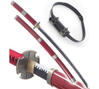One Piece Katana en Bois Zoro Kitetsu Replique Epee Sabre + Ceinturon Noir Porte Epee Ceinture Décoration