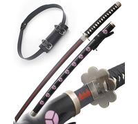 One Piece Katana en Bois Zoro Shusui Replique Epee Sabre + Ceinturon Noir Porte Epee Ceinture Décoration