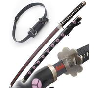 One Piece Katana en Bois Zoro Shusui Replique Epee Sabre + Ceinturon Noir Porte Epee Ceinture Repliksword