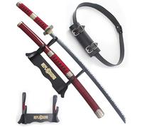 One Piece Katana Zoro en Bois - Epee Sabre Kitetsu Sandai Cosplay - Presentoir en Bois et Ceinturon Porte Epee Inclus