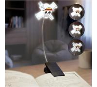 One Piece LED Lampe de Lecture, Pince Lampe pour Livre, Alimenté par USB C ou Pile, 3 Luminosités et 360° Cou Flexible, Compacte et Portable, Chapeau de Paille Luffy, Anime Merch Idee Cadeau