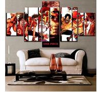 One Piece Luffy Anime Tableau Multi Panneau 5 Parties Frames Impression sur Toile 5 Pieces Toile - 100x50cm,Avec cadre[490]