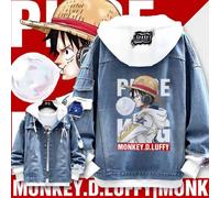 One Piece Luffy Chopper Zoro anime périphérique printemps et automne veste en jean à capuche simple belle et polyvalente veste de couple One Piece-2