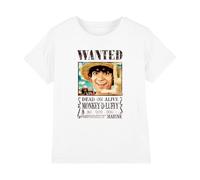 One Piece Luffy Wanted Poster T-Shirt Enfant, Blanc, 9-11 A