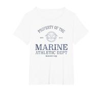 One Piece Marine Athletic Dept T-Shirt, Femme Grandes Tailles, Blanc, 5X