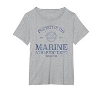 One Piece Marine Athletic Dept T-Shirt, Femme Grandes Tailles, Gris Chiné, 1X