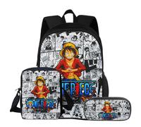 ONE PIECE Monkey D. Luffy - ensemble de 3 sacs à dos pour étudiants, sac à bandoulière d'école, sacs à crayons, sac à dos de voyage, cadeau d'anniversaire pour enfants 3