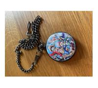 ONE PIECE : MONTRE PENDENTIF DE POCHE NOIRE RONDE COULEUR + BOITE ET POCHETTE