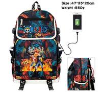 One Piece Périphérique Sac À Dos Dessin Animé Impression Couleur Sac D'école Sac À Dos Usb Charge Sac À Dos One Piece-Jj5490