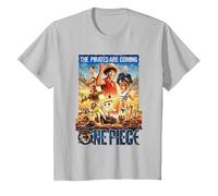 One Piece Pirates are Coming Poster T-Shirt, Enfant, Argent, 3 Ans