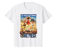 One Piece Pirates are Coming Poster T-Shirt, Enfant, Blanc, 10 Ans