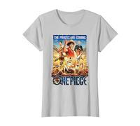 One Piece Pirates are Coming Poster T-Shirt, Femme, Argent, M