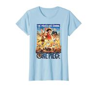 One Piece Pirates are Coming Poster T-Shirt, Femme, Bleu Céleste, M