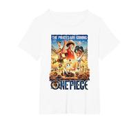 One Piece Pirates are Coming Poster T-Shirt, Femme Grandes Tailles, Blanc, 3X