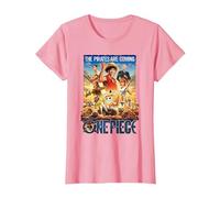 One Piece Pirates are Coming Poster T-Shirt, Femme, Rose, XS
