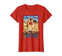 One Piece Pirates are Coming Poster T-Shirt, Femme, Rouge, XL