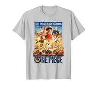 One Piece Pirates are Coming Poster T-Shirt, Homme, Argent, M