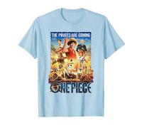 One Piece Pirates are Coming Poster T-Shirt, Homme, Bleu Céleste, M