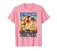 One Piece Pirates are Coming Poster T-Shirt, Homme, Rose, XL
