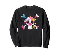 One Piece Poussette Pirates Logo Crâne Clown & Crossbones Sweatshirt, Unisexe pour Adultes, Noir, M