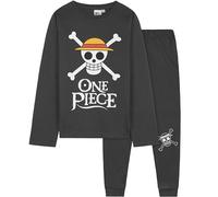 One Piece Pyjama Garçon Long, Ensemble Enfant et Ado 2 Pièces, Anime Vêtement de Nuit, Idée Cadeau Manga pour Fans de Luffy (9-10 Ans, Gris)